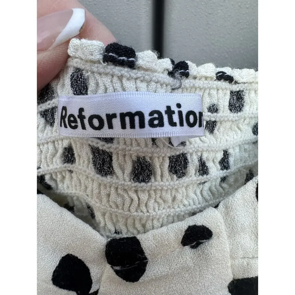 Reformation Reign Top Puff Sleeves Ink Blot Empire Waist Renaissance Milk Maid 6